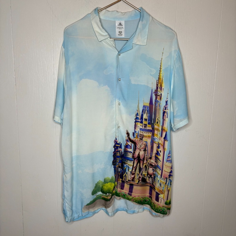 Walt Disney World Disney Parks Cinderella Castle Shirt XL Blue 50th Anniversary